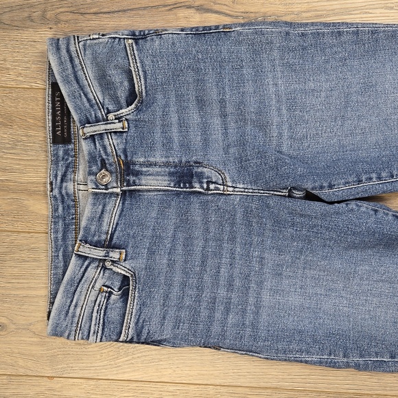 All Saints light wash Grace skinny ankle fray cropped denim jeans, sz 26 - Picture 4 of 10